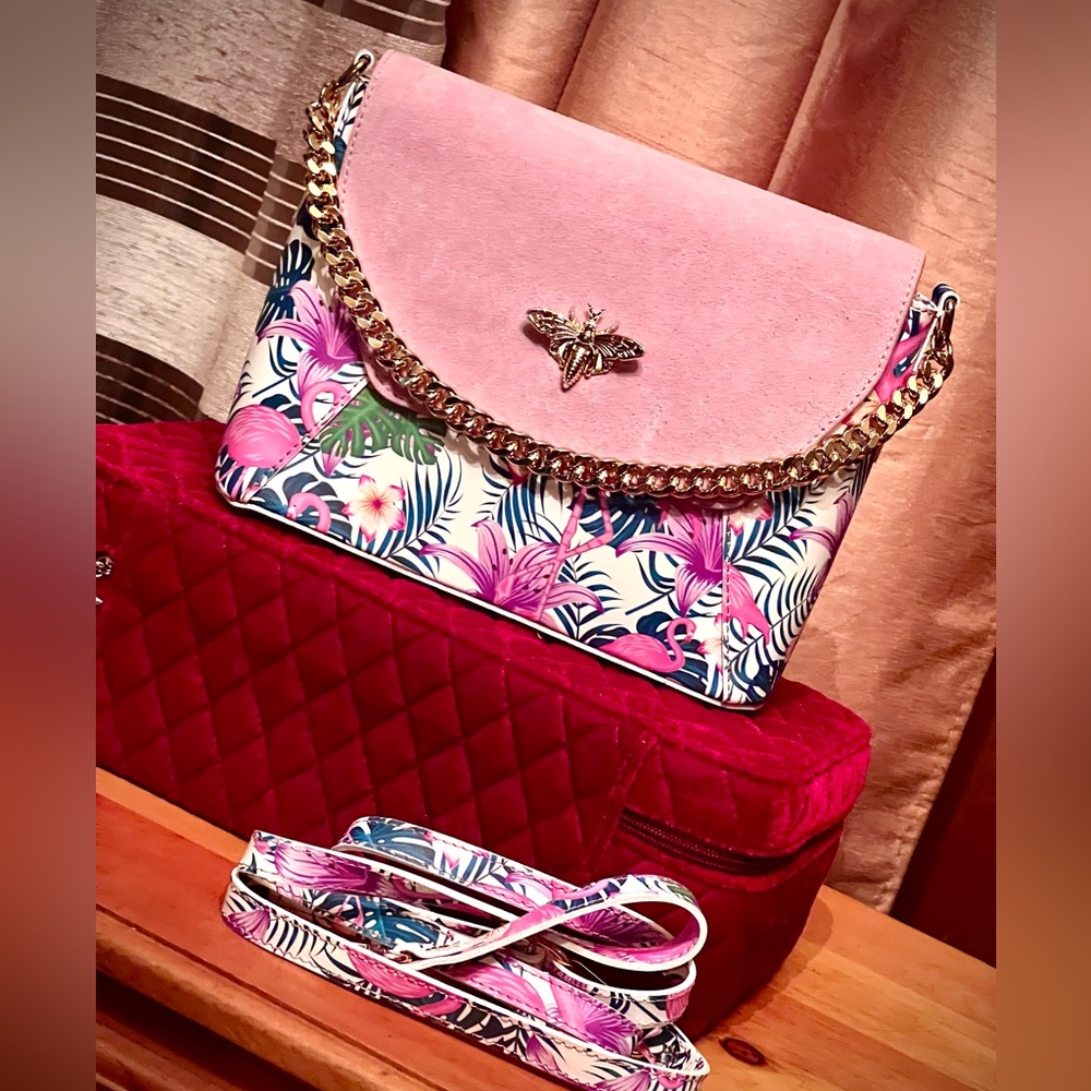 New NWT MADE IN ITALY VERA PELLE GENUINE LEATHER LILAC PINK FLAMINGO PURSE